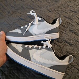 Nike Gray and White Sneakers with Blue Accents